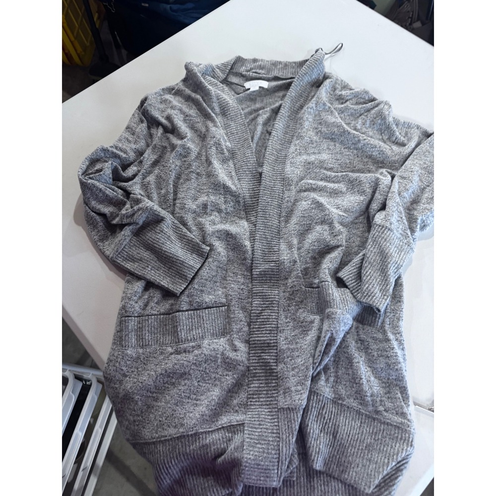 Love by Gap Womens Grey Marl Open Front Cardigan Sweater Pockets Size M